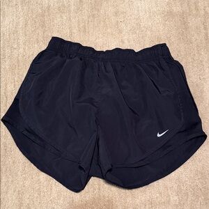Nike Women’s Black Athletic Running Shorts with White Swoosh